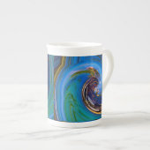 Bleu N Vert Abstrait Peacock Os Chine Mug (Devant droit)