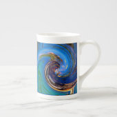 Bleu N Vert Abstrait Peacock Os Chine Mug (Droite)