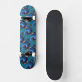 Bleu N Vert Carrelage Abstrait Peacock Skateboard (Recto)