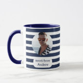 Bleu Nautique Bleu Bande Photo Mug (Gauche)