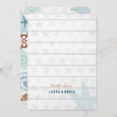 Bleu nautique Faire-part de mariage de sable de pl (Devant / Derrière)