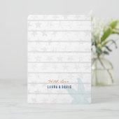 Bleu nautique Faire-part de mariage de sable de pl (Debout devant)