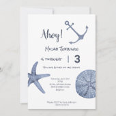 Bleu Nautique Invitation Anniversaire N'importe qu (Devant)