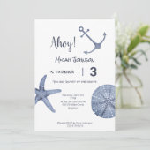 Bleu Nautique Invitation Anniversaire N'importe qu (Debout devant)