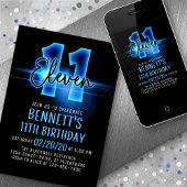 Bleu néon 11e anniversaire Invitation