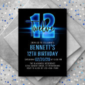 Bleu néon 12e anniversaire Invitation
