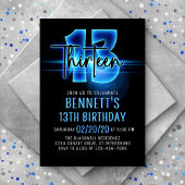 Bleu néon 13e anniversaire Invitation