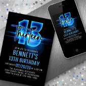 Bleu néon 13e anniversaire Invitation