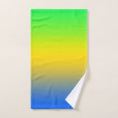 Bleu néon, jaune, dégradé vert, ombre. (Serviette à main)