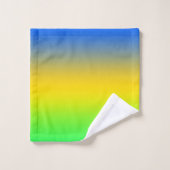 Bleu néon, jaune, dégradé vert, ombre. (Gant de toilette)