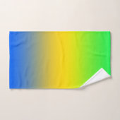 Bleu néon, jaune, dégradé vert, ombre. (Serviette à main)