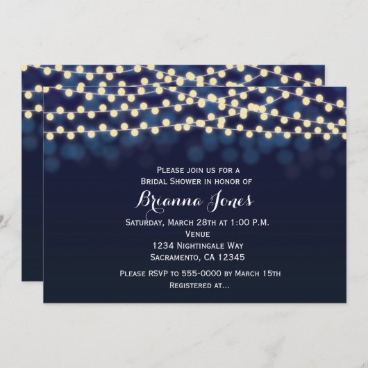 Bleu Night Sky String Faire-part de mariage (Devant / Derrière)