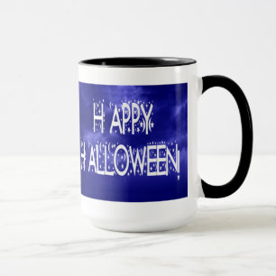 Bleu nocturne Joyeux Halloween Texte Mug