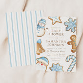 Bleu Noël Cookie Baby shower Invitation