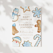 Bleu Noël Cookie Baby shower Invitation