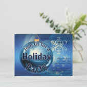 Bleu Noël Ornament Fête Invitations (Debout devant)