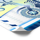 Bleu Noël Santa Claus Snowman Poster Tree (Coin)