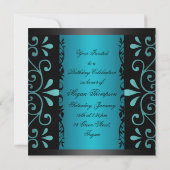 Bleu/Noir Bande & Balayage Sweet 16 Invitation (Dos)