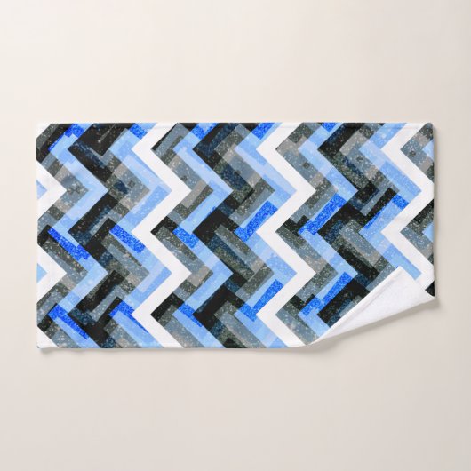 Bleu noir blanc Chevron Texté  (Serviette à main)