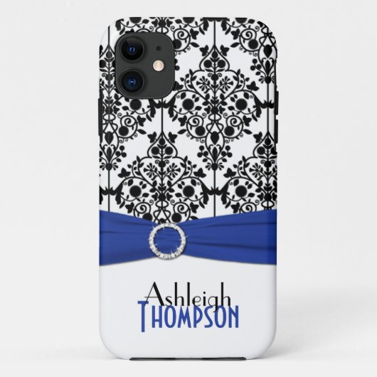 Bleu, noir, blanc Damas iPhone 5 Coque (Dos)