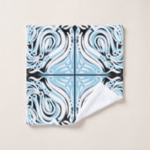 Bleu Noir Blanc Motif Abstrait Bouclé (Gant de toilette)