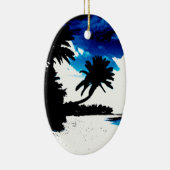 Bleu noir blanc Palm Tree Beach Ornement (Droite)
