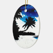 Bleu noir blanc Palm Tree Beach Ornement (Gauche)