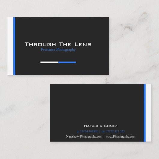 Bleu, noir et blanc - Carte de visite (Devant / Derrière)