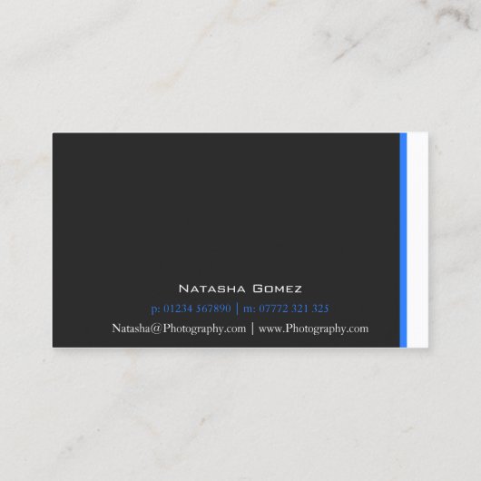 Bleu, noir et blanc - Carte de visite (Dos)