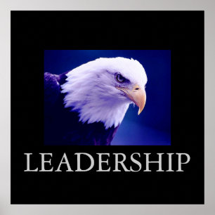Bleu noir Motivation Leadership Aigle Poster