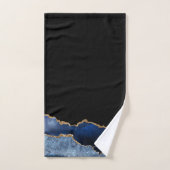 Bleu noir Parties scintillant Agate Géode Or initi (Serviette à main)