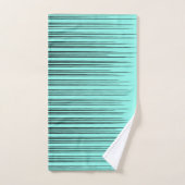 Bleu noir/Turquoise Motif de bande élégant (Serviette à main)