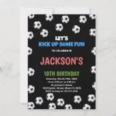 Bleu Noir Vert Football Invitations Anniversaire (Devant)