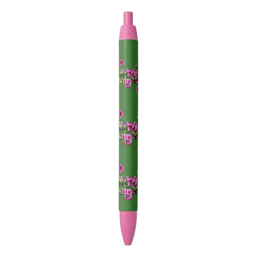 Bleu Nom Angela floral, stylo (devant Vertical)