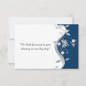 Bleu Nuit Blanc Argent Fleurs RSVP Orné (Dos)