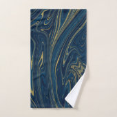 Bleu Nuit et Or Moderne, Élégance du Marbre (Serviette à main)