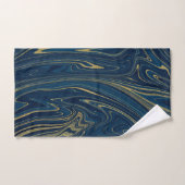 Bleu Nuit et Or Moderne, Élégance du Marbre (Serviette à main)