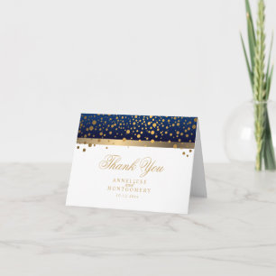 Bleu Nuit et Points de Confettis Or Blanc - Merci
