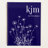 Bleu Nuit Moderne & Fleurs Sauvages Blanches (Devant)