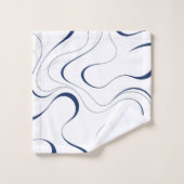 Bleu Nuit Moderne Lignes de Ruban Abstrait Été (Gant de toilette)