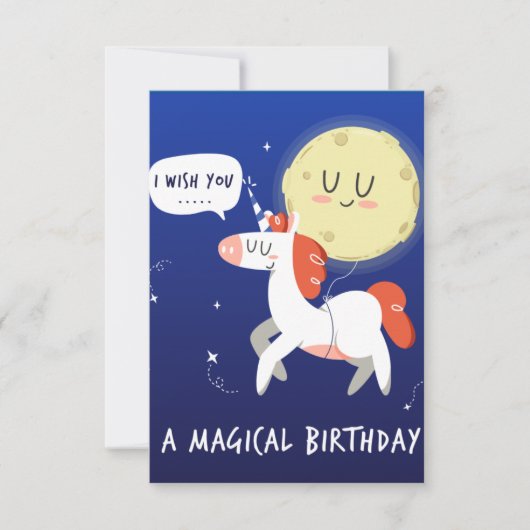 Bleu nuit unicorn heureux anniversaire carte de vo (Devant)