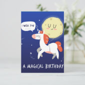 Bleu nuit unicorn heureux anniversaire carte de vo (Debout devant)