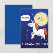 Bleu nuit unicorn heureux anniversaire carte de vo (Devant / Derrière)