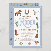 Bleu Occident 3ème anniversaire Rodeo Invitation (Devant / Derrière)