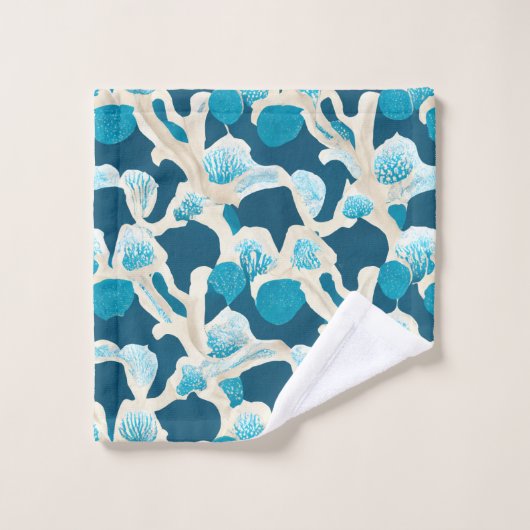 Bleu Océan Abstrait | Motif côtier (Gant de toilette)