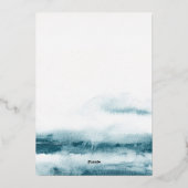 Bleu Océan Aquarelle Mariage Foil Invitation (Verso)