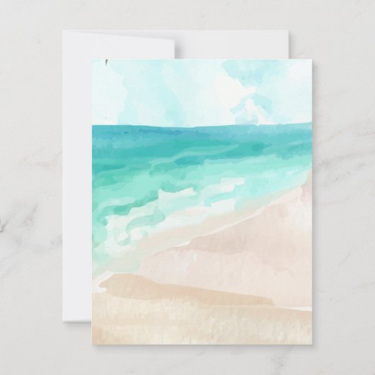 Bleu océan plage de cocotiers Invitation (Dos)