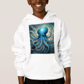 Bleu Octopus Acrylique Abstraite, (Devant)