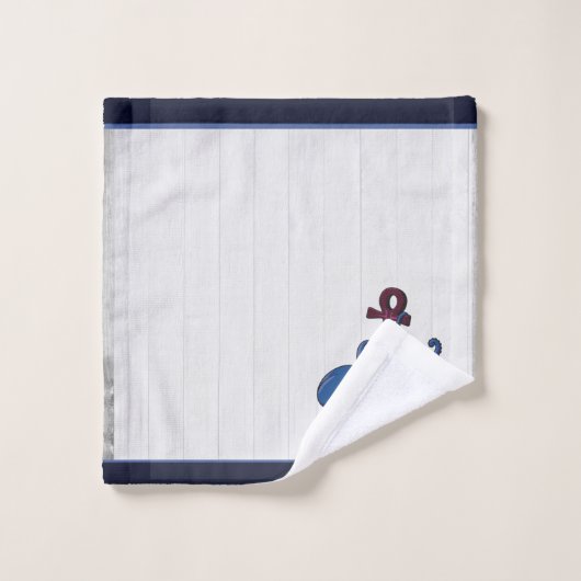 Bleu Octopus Côtier Blanc Bois Bain Nautique À (Gant de toilette)