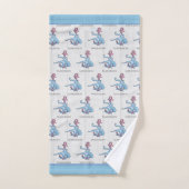 Bleu Octopus Côtier Blanc Bois Nautique (Serviette à main)